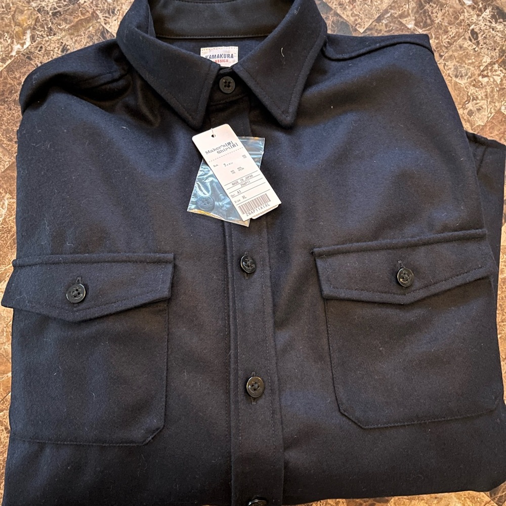 NWT Kamakura Shirt Makers CPO Shirt Navy Size XL